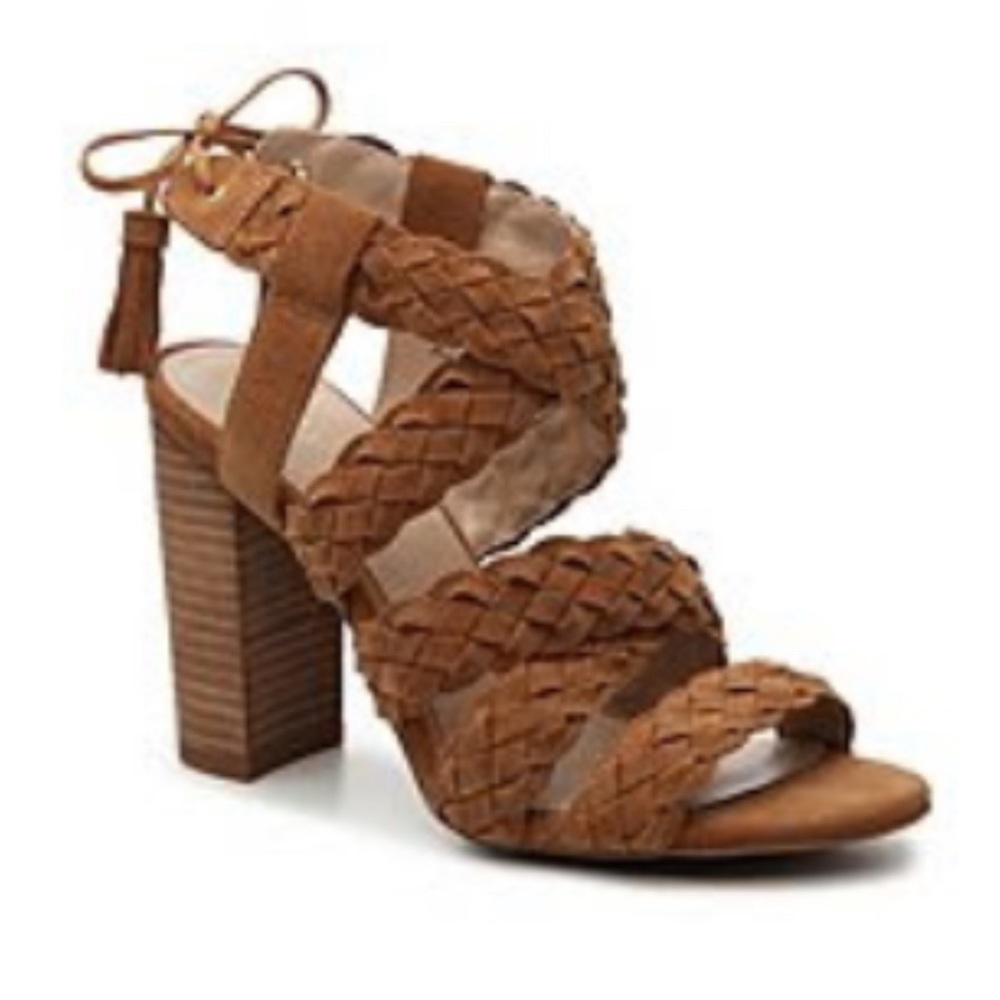 BCBGENERATION Ledina Braided Suede Block Heel Sandal